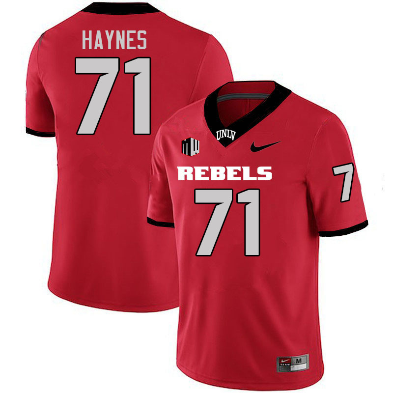 Men #71 Ed Haynes UNLV Rebels College Football Jerseys Stitched-Scarlet